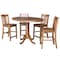 International Concepts Round 36 in Rd Extension Dining Table, 4 San Remo Stools, Distressed Oak, 36 in W, 48 in L, Wood K42-36RXT-6B-S102-4 - alternate 1
